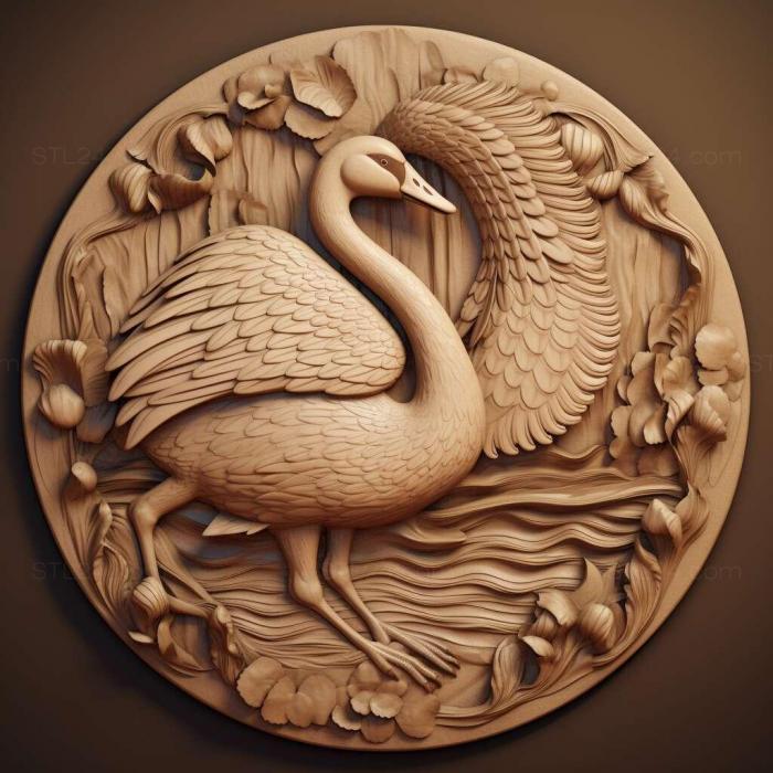Nature and animals (swan 4, NATURE_5264) 3D models for cnc